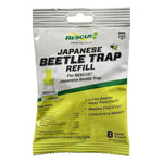 RESCUE! branded Japanese Beetle Trap refill pouch with green-yellow design and product text on white background