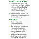 Close-up directions and placement instructions text panel for RESCUE! TrapStik printed on white packaging