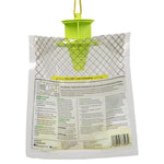 Back view of RESCUE! Yellowjacket Trap package showing instructions, barcode and green funnel top inside clear pouch