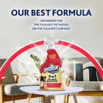 Resolve Pet 5 in 1 bottle centered on a table with headline proclaiming our best formula in a living room