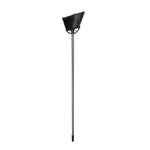 Tall view of a Reynera broom with angled black bristles and gray handle isolated on a white background.