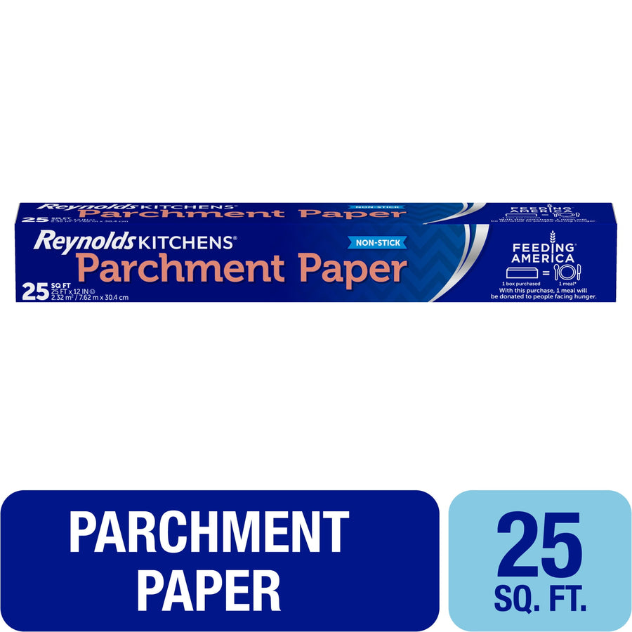 Blue Reynolds Kitchens parchment paper rectangular package with branding and 'Parchment Paper' text