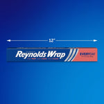 Reynolds Wrap Everyday box displayed against blue background with a 12-inch measurement arrow