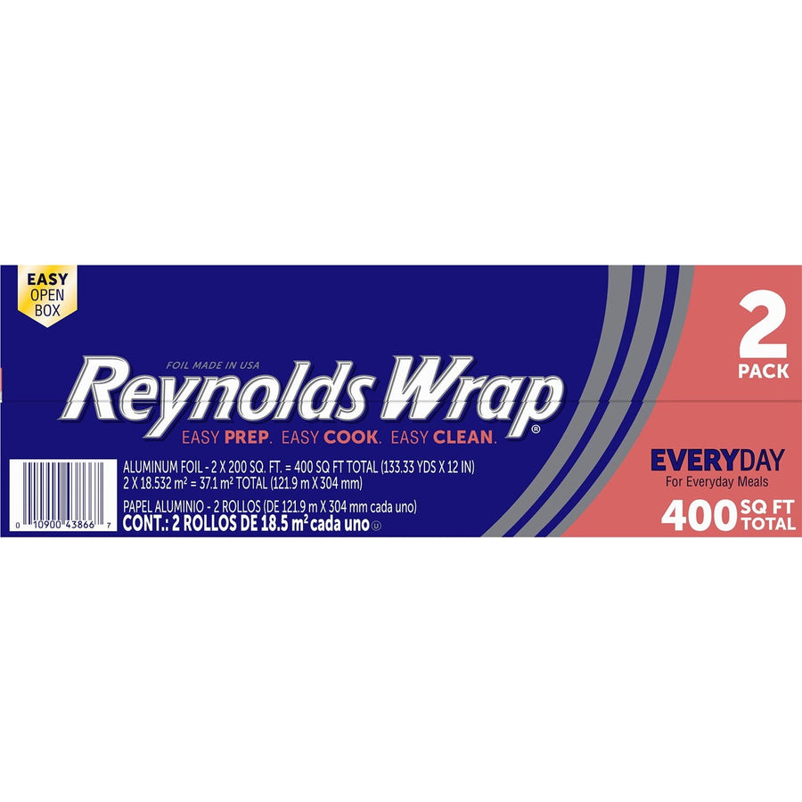 Reynolds Wrap Everyday aluminum foil retail box showing brand logo and 400 sq ft callout