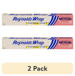 Two Reynolds Wrap recycled aluminum foil boxes displayed horizontally with a '2 Pack' label beneath