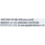 Close-up of product label text showing directions and ingredients for a rinse aid product