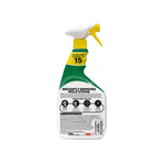 Rear view of RMR-86 spray bottle showing use directions, warnings, and a yellow trigger head