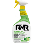 RMR Botanical Disinfectant spray bottle on a plain background, green bottle with yellow trigger and lime graphic, front label visible.