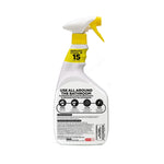 Rear view of RMR Tub & Tile white spray bottle showing usage instructions and yellow trigger cap