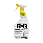 White RMR Tub & Tile spray bottle with yellow trigger and label reading 'Removes stains in 15 seconds', front product view