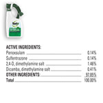Small product image with ingredient panel listing active ingredients and percentages for Roundup For Lawns
