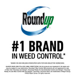 Roundup logo above bold text declaring “#1 BRAND IN WEED CONTROL” with small legal disclaimer text below