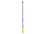 Full-length blue fiberglass mop handle with yellow gripper and black top grip on white background