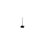 Rubbermaid black upright Lobby Pro dust pan with long handle shown on a white background.