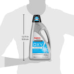 Rug Doctor Bissell OXY cleaner bottle shown with height measurement overlay indicating 12.75 inches
