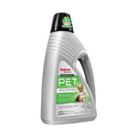 Tall angled silver Rug Doctor by BISSELL PET stain and odor cleaner bottle with green product label