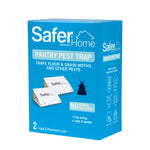 Blue Safer Home Pantry Pest Trap retail box showing two foldable traps and moth graphic with product claims