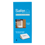 Tall blue Safer Home Pantry Pest Trap box with small window showing trap placed on a shelf and product illustration