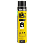 Yellow Sawyer Permethrin insect repellent aerosol can with 'Insect Repellent' and 'Treats 4 Outfits' text on white background