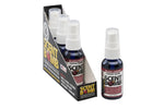 Display box with multiple blue Scent Bomb Black Cherry spray bottles and one bottle set beside the box