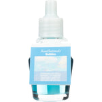 Close-up of a ScentSationals Bubbles fragrance oil refill bottle with blue liquid and a white cap