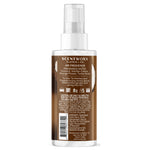 Rear view of the Scentworx spray bottle showing the brown back label with directions, caution, and ingredients text.