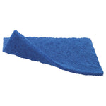 Single blue Scotch-Brite non-scratch scour pad shown flat with one corner slightly lifted on a white background.