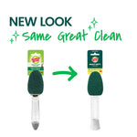 Graphic showing old and new packaging for a Scotch-Brite heavy duty dishwand side by side
