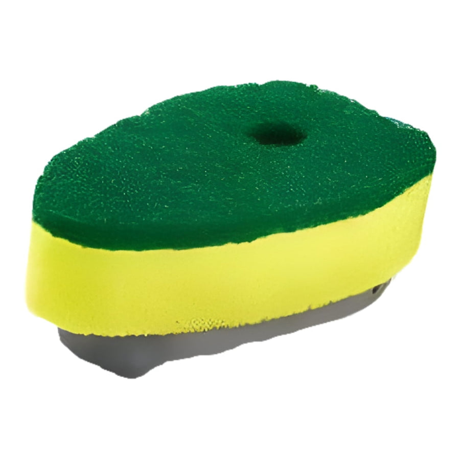 Scotch-Brite heavy-duty replacement sponge head with green scrub surface and yellow foam layer