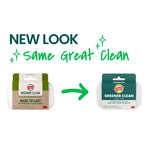 Graphic showing old and new Scotch-Brite Greener Clean packaging with arrow and text ‘New look same great clean’