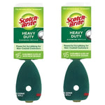 Two Scotch-Brite Heavy Duty dishwand refill heads in green with branded packaging labels
