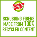 Scotch-Brite logo above text graphic stating scrubbing fibers made from 100% recycled content
