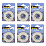 Six individual Scotch Freezer Tape blister-packaged rolls arranged in two rows on white background.