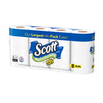 Angled view of Scott Rapid-Dissolving toilet paper eight-roll pack with blue branding strip