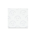 Square swatch of white fabric printed with light grey Scrub Daddy smiley-face pattern on a white background.