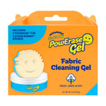 Bright orange Scrub Daddy PowErase Gel boxed package showing product name, smiling sponge illustration and fresh linen scent label