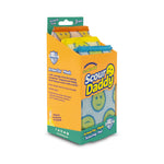 Scrub Daddy Scour Daddy package shown at an angle, revealing ArmorTec mesh scouring pads and informational text on the box side
