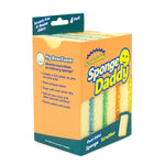 Three-quarter view of Scrub Daddy Sponge Daddy retail box showing logo, packaging front and sponge edges