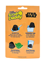 Orange Scrub Daddy Star Wars package back with icons and illustrations showing product features