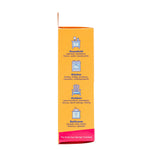 Side panel of Scrub Mommy box listing household uses with blue icons on orange background