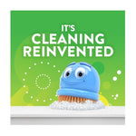 Green promotional square with Scrubbing Bubbles mascot and headline it's cleaning reinvented