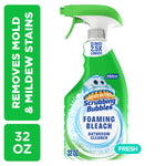 Green Scrubbing Bubbles Foaming Bleach bathroom cleaner spray bottle with label and fresh badge