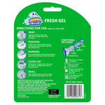 Back of Scrubbing Bubbles Fresh Gel blister pack with directions for use, product diagram, and ingredient and barcode panels.