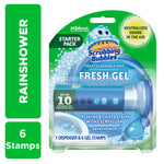 Scrubbing Bubbles Fresh Gel toilet cleaning stamp starter pack in retail blister pack with product visible