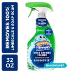 Green Scrubbing Bubbles Mega Shower Foamer spray bottle with label and mascot, product front on white background