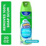 Green Scrubbing Bubbles aerosol canister with Rainshower label displayed against a white background