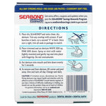 Back of SEA·BOND product box showing directions, small illustrations, barcode and product information