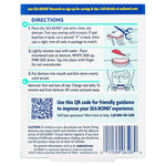 Back of Sea-Bond product box showing directions illustrations, QR code, caution text and barcode