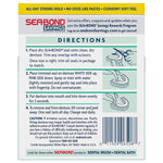 Back of Sea•Bond denture adhesive seals package with step-by-step directions, illustrations and barcode