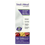 Seal a Meal branded box front showing vacuum storage bags, product benefits and food photos
